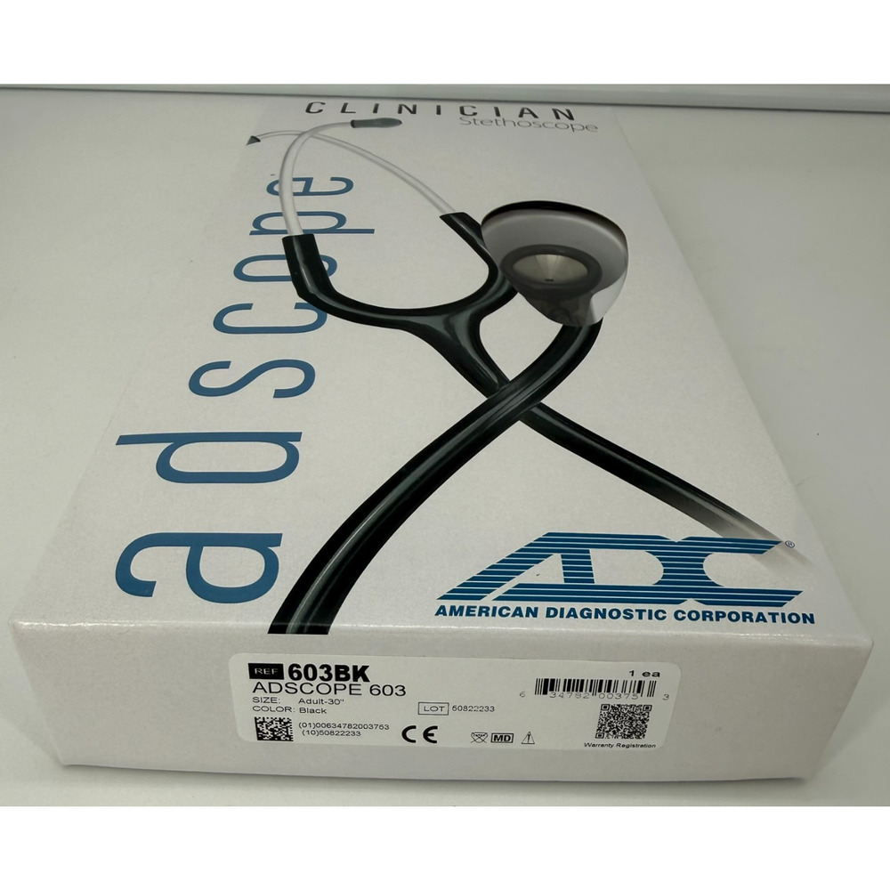 ADC Adscope 603 Clinician Series Stethoscope Adult 30" Black New in Box - Picture 2 of 6